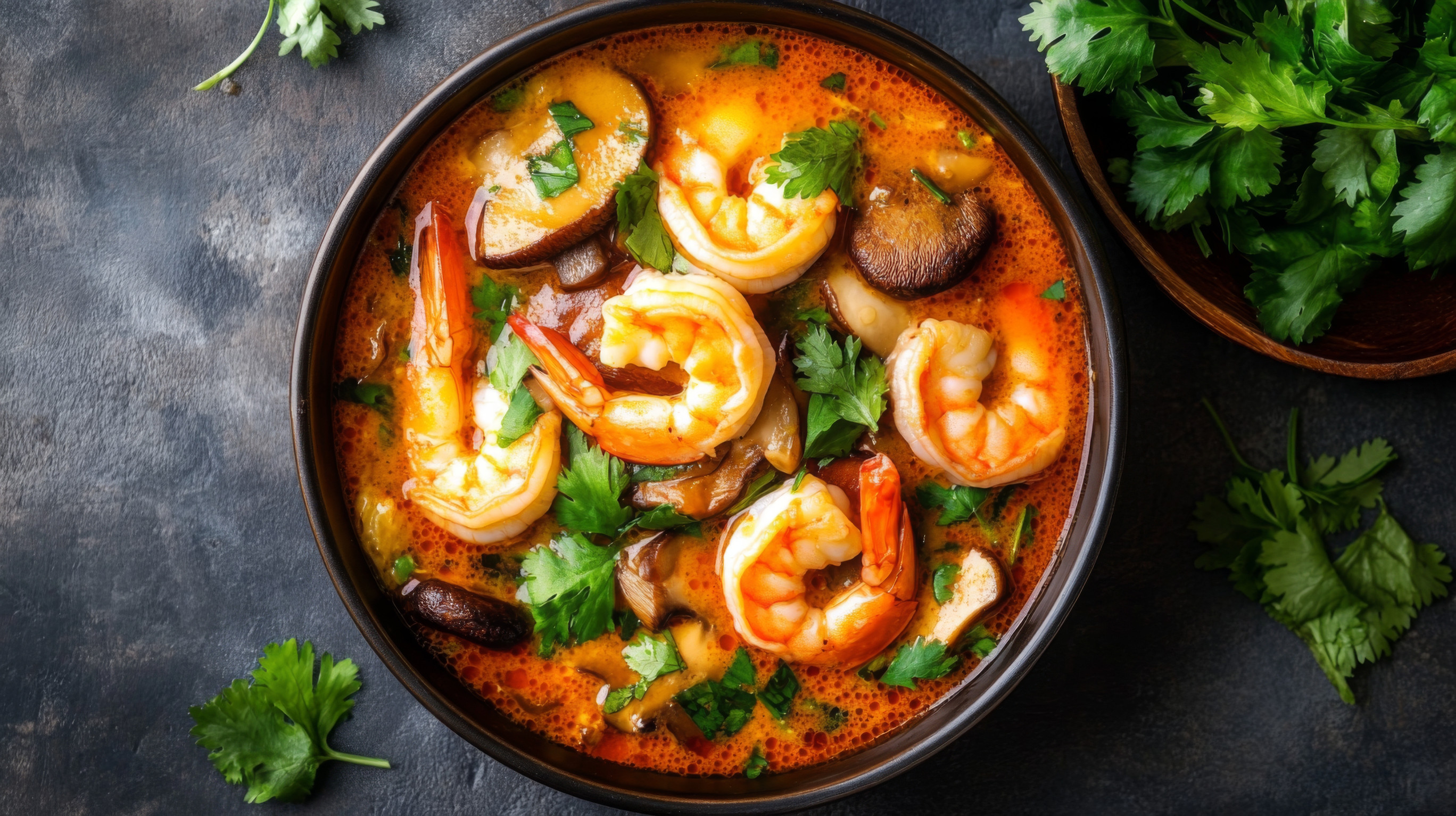 A Colorful Shrimp Dish Garnished With Fresh Herbs And Spices