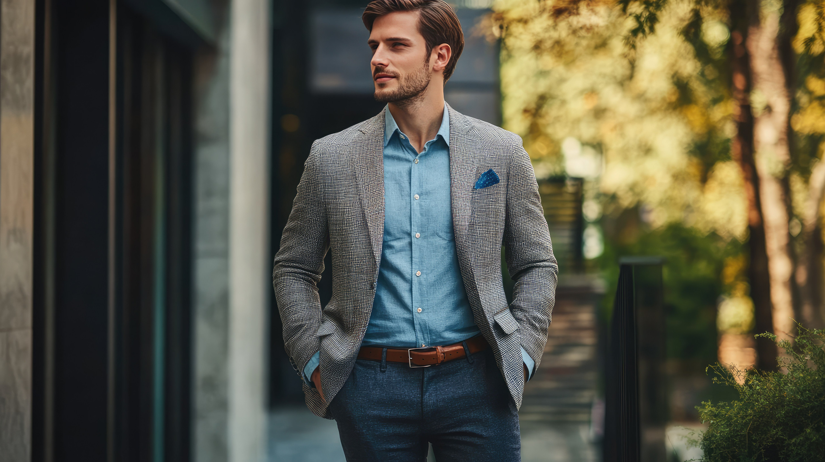 A Well Dressed Man In A Casual Blazer Standing Confidently
