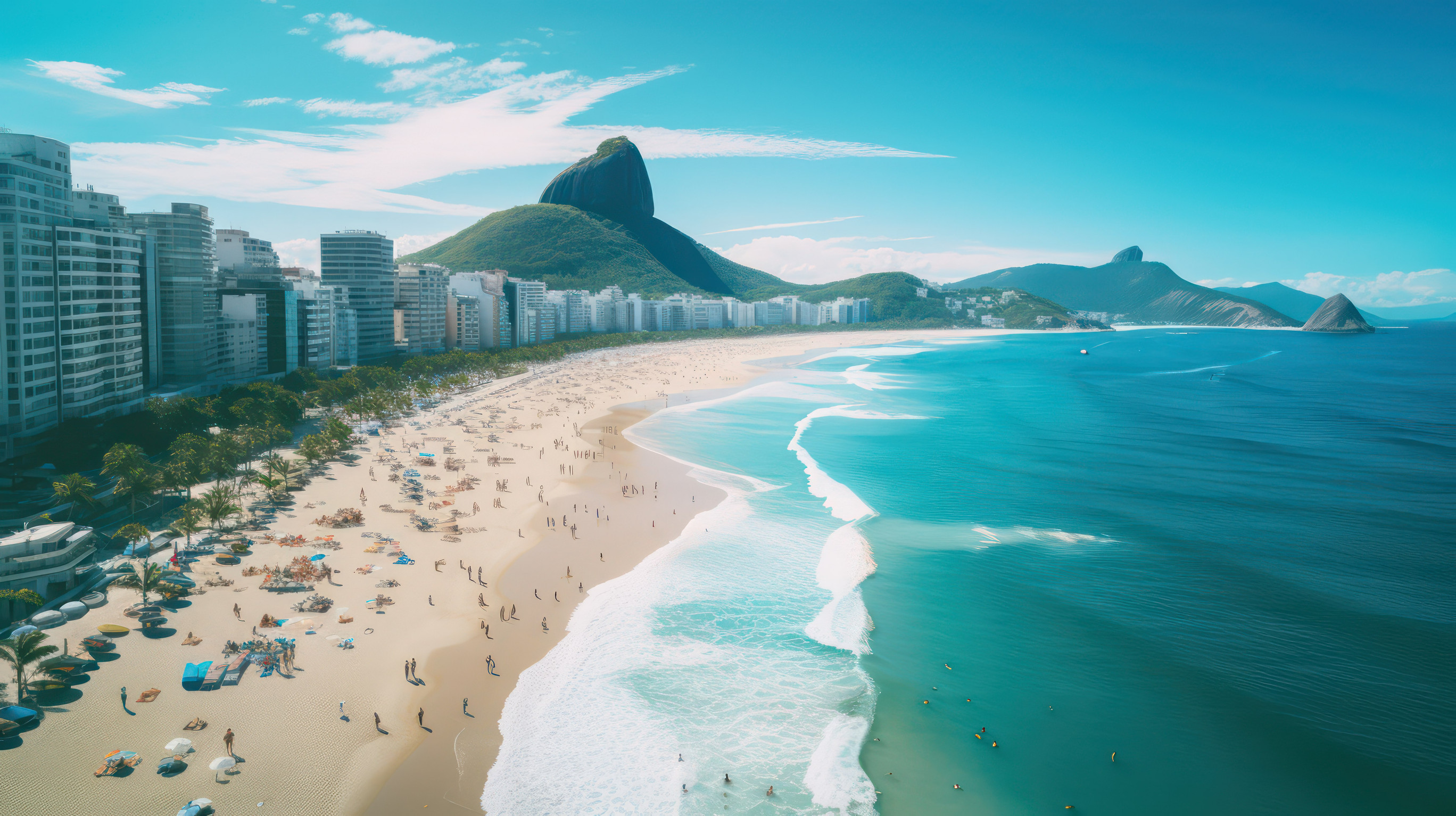 Aerial View Of Copacabana Beach In De Janeiro Brazil