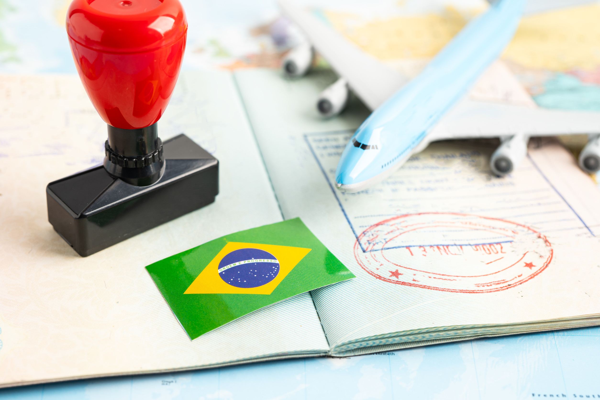 Brazil Flag With Approved Stamp Visa