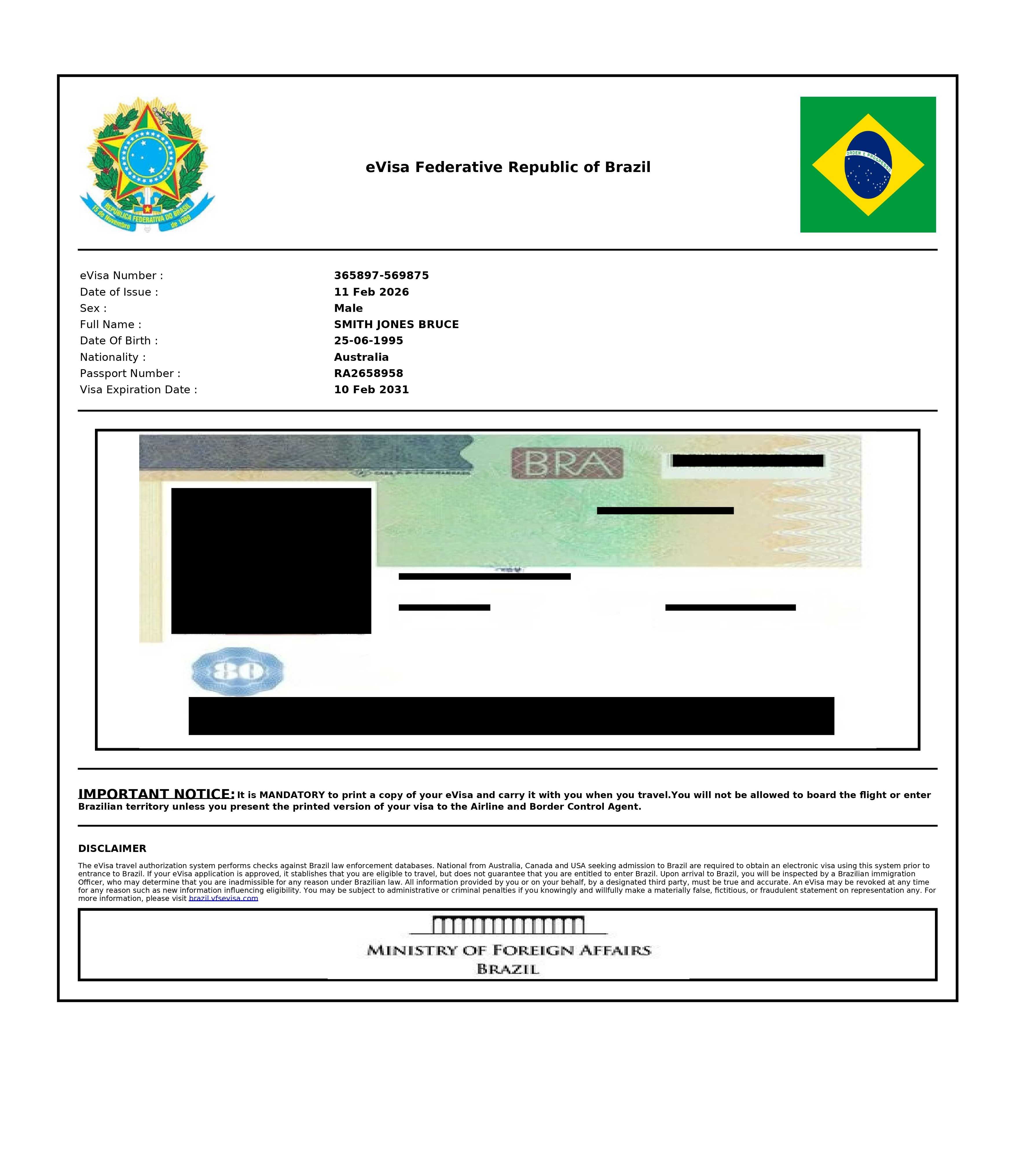 Brazil evisa