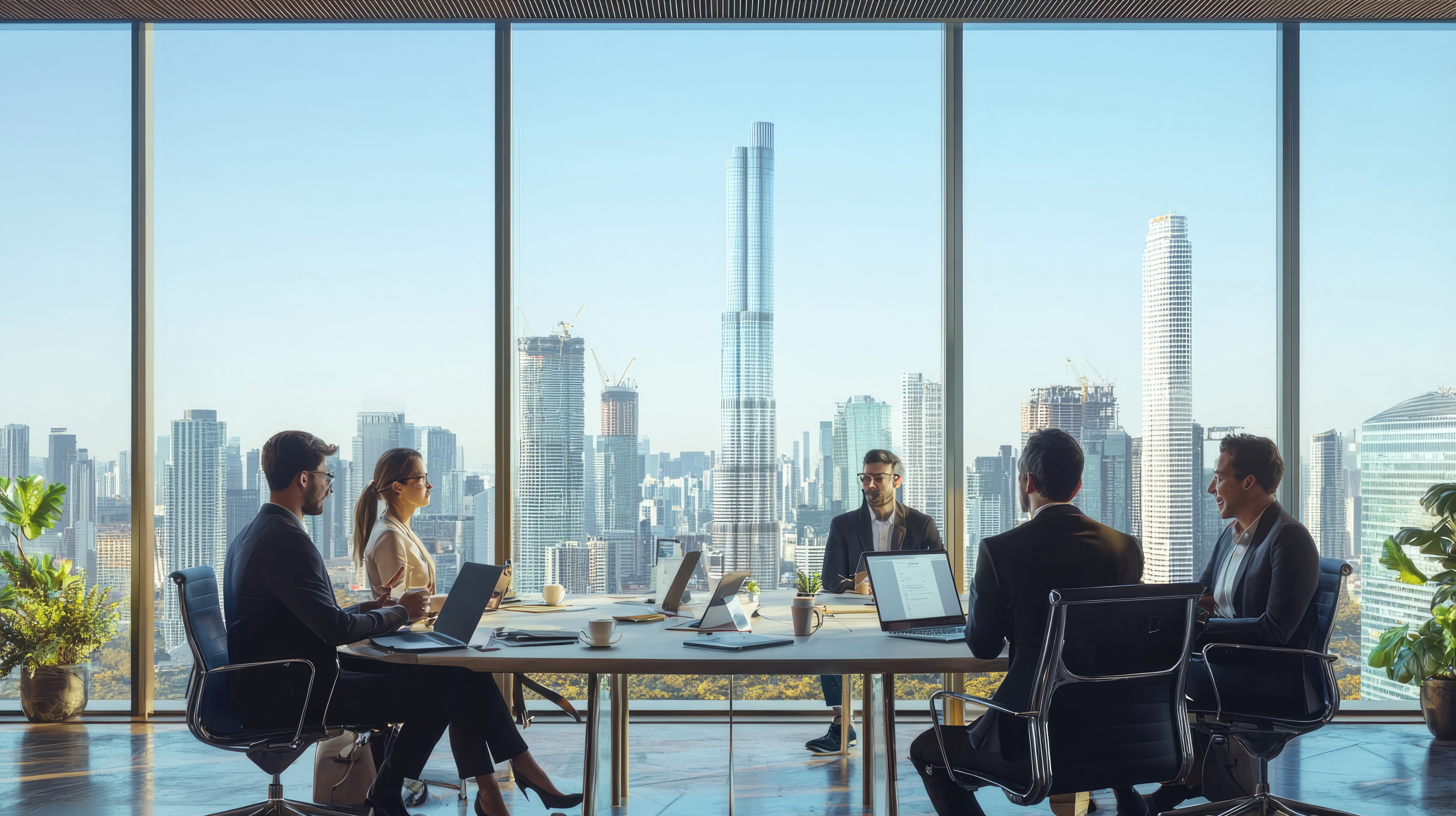 Business People Having Board Meeting In Modern Office