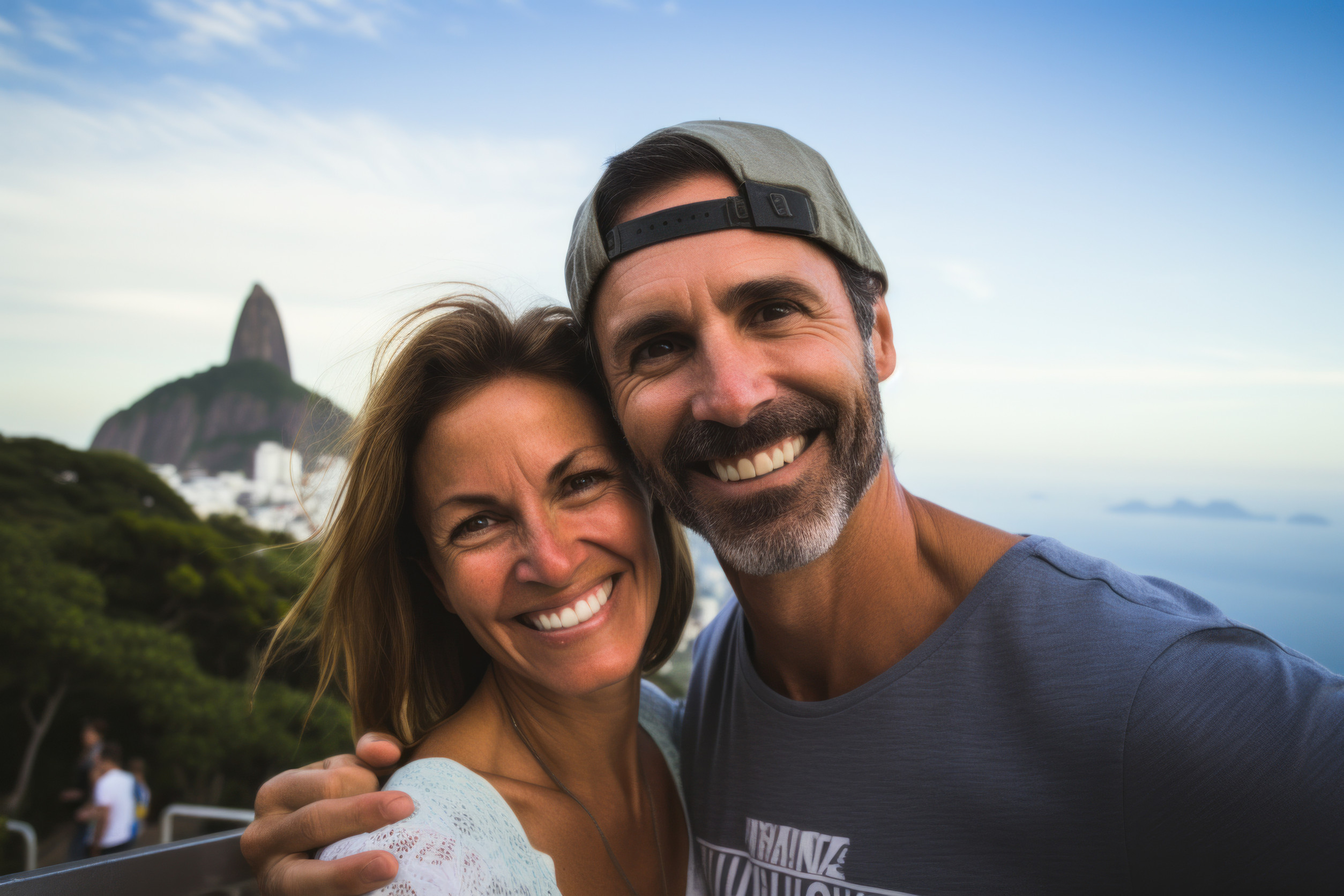 Cheerful Couple Taking Selfie In Rio De Janeiro Brazil