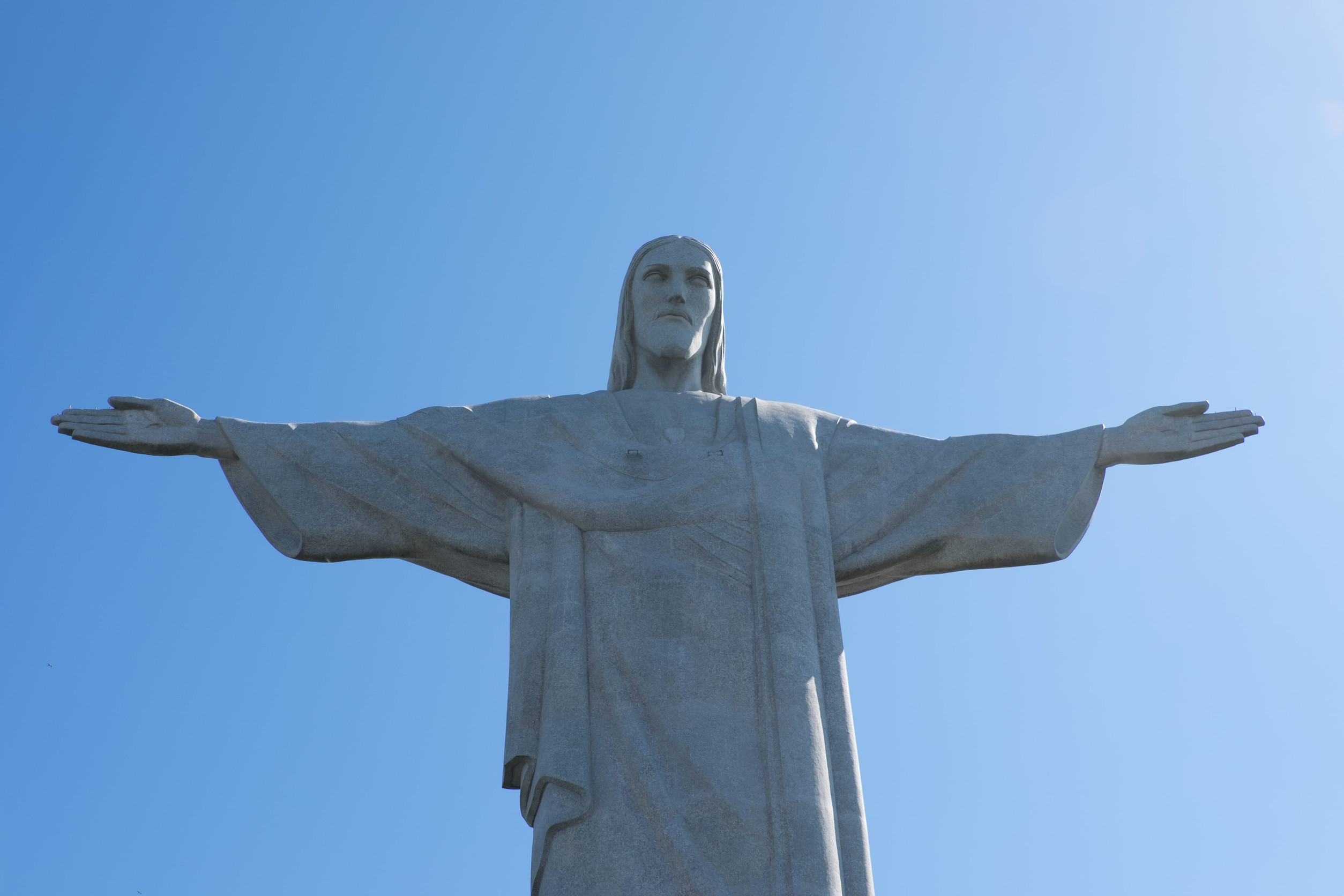 Christ the Redeemer in the middle of the day in Rio de Janeiro