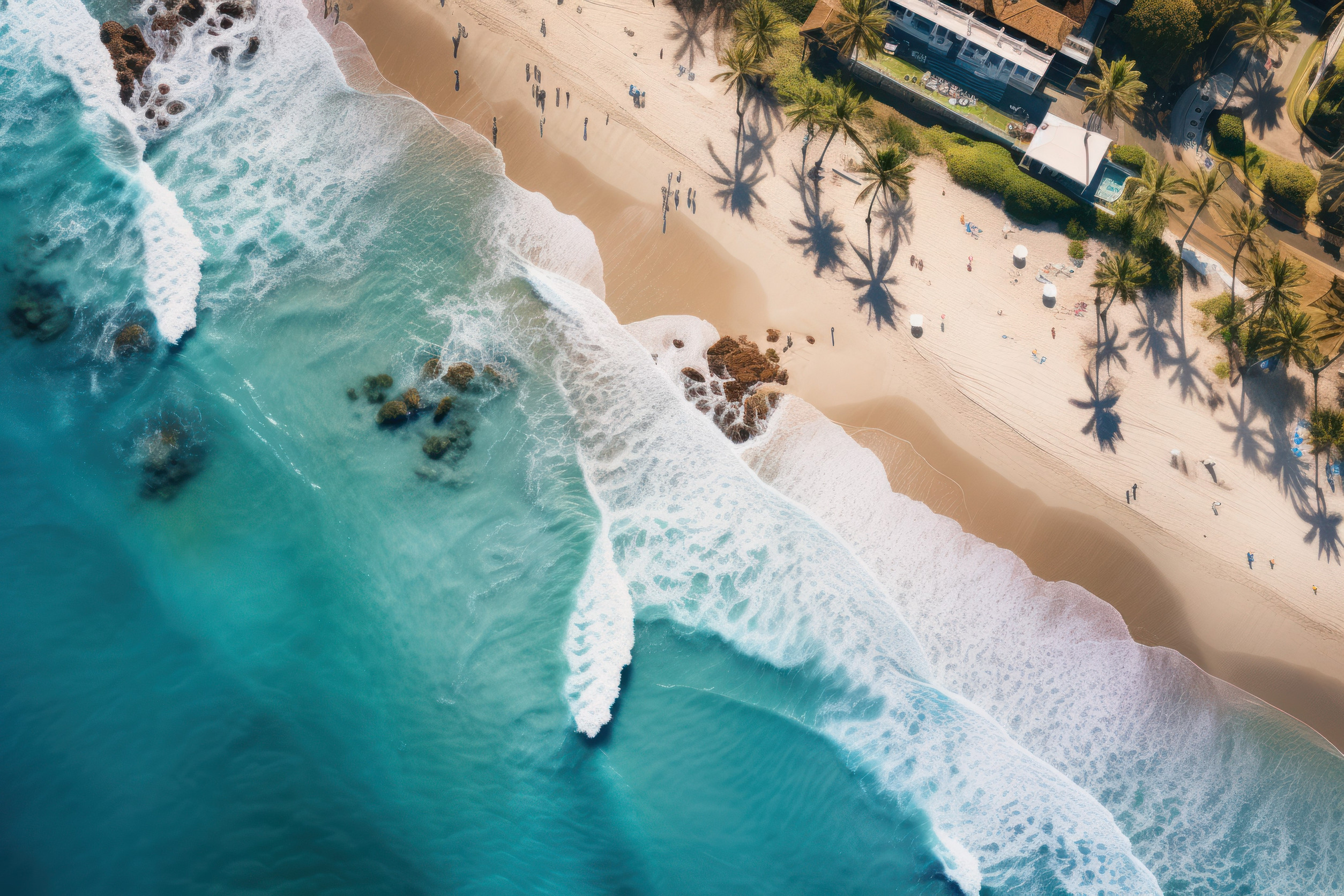 City Beach Aerial Street Coast Urban Generate Ai