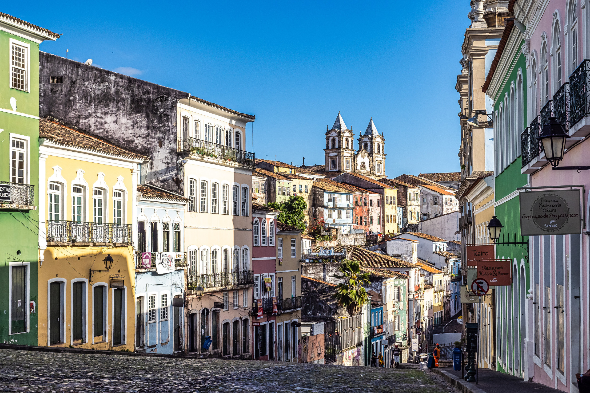 Colourful colonial street in Salvador, Brazil