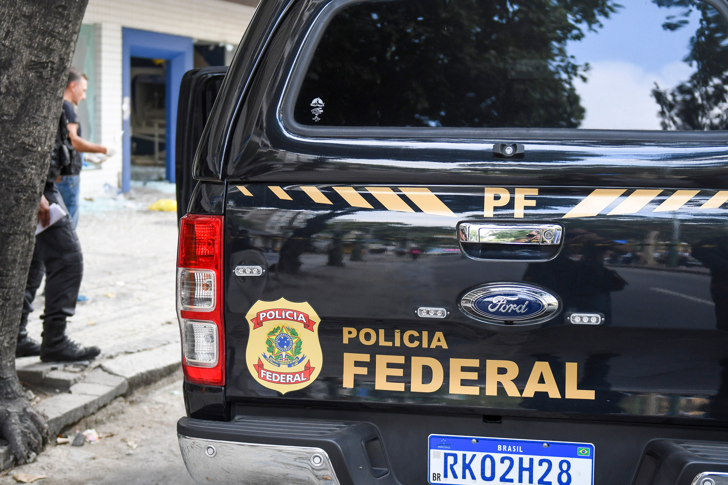 Federal Police Car After Attempted Bank Robbery Overnight