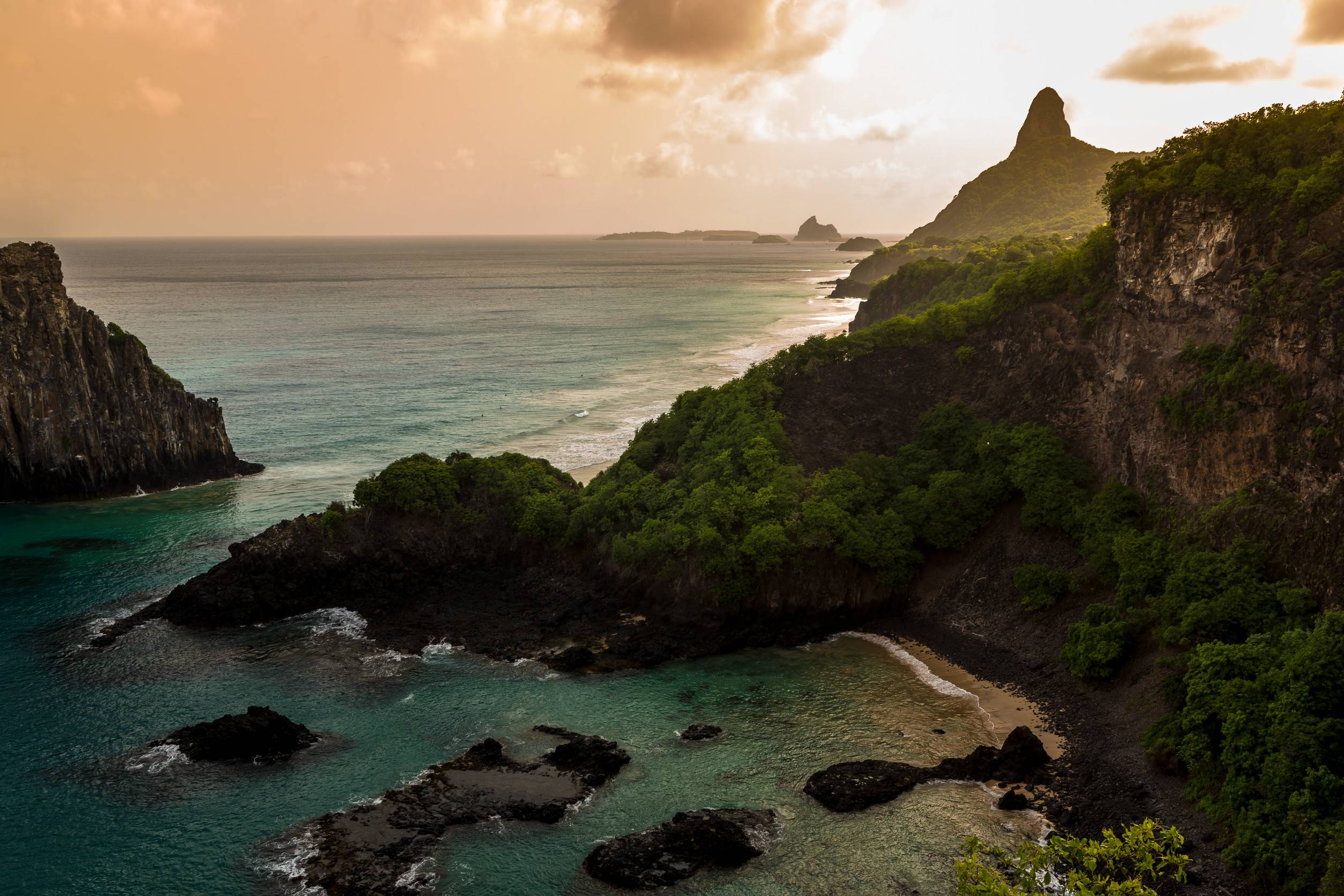 Fernando De Noronha Coastline At Sunset