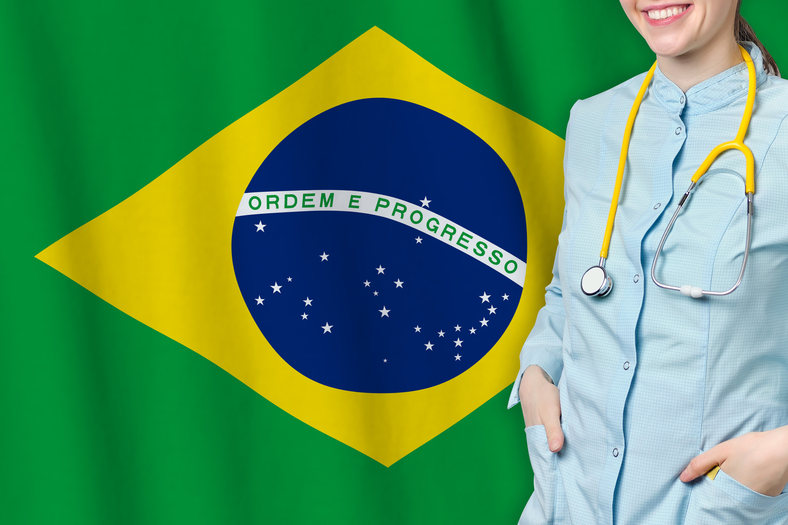 Healthcare Concept With A Woman Doctor On The Flag Background