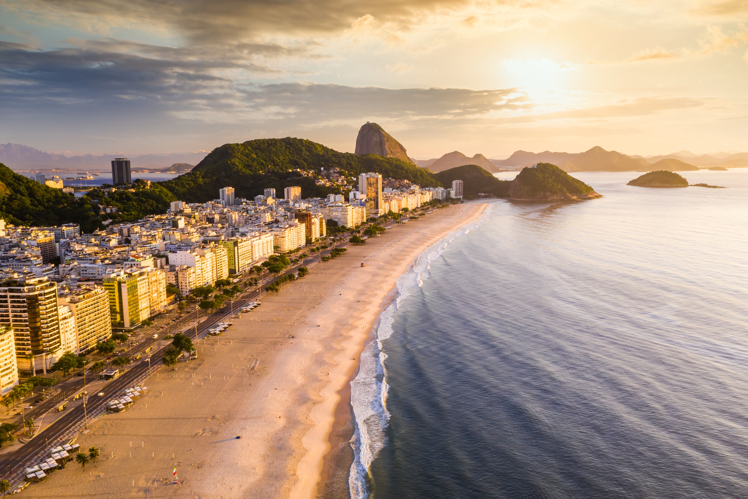 Panorama Of Rio De Janeiro At Sunset Brazil Copacabana Beach