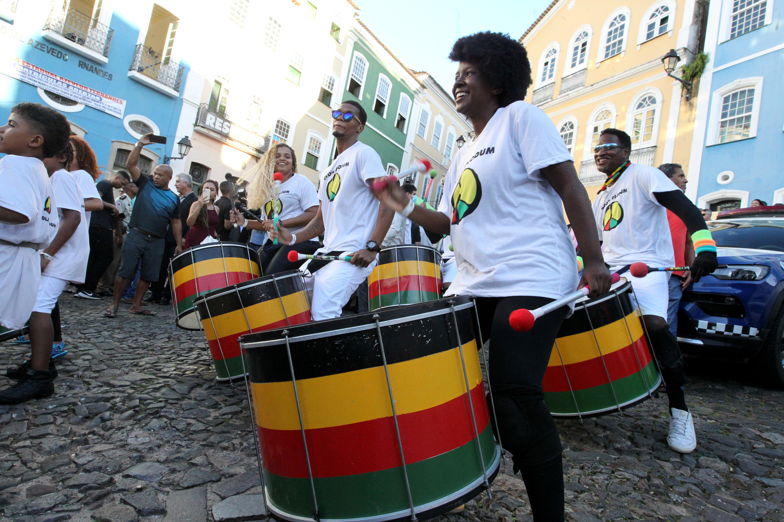 Salvador Bahia Brazil May 29 2023 Members Of The Band Olodum Perform