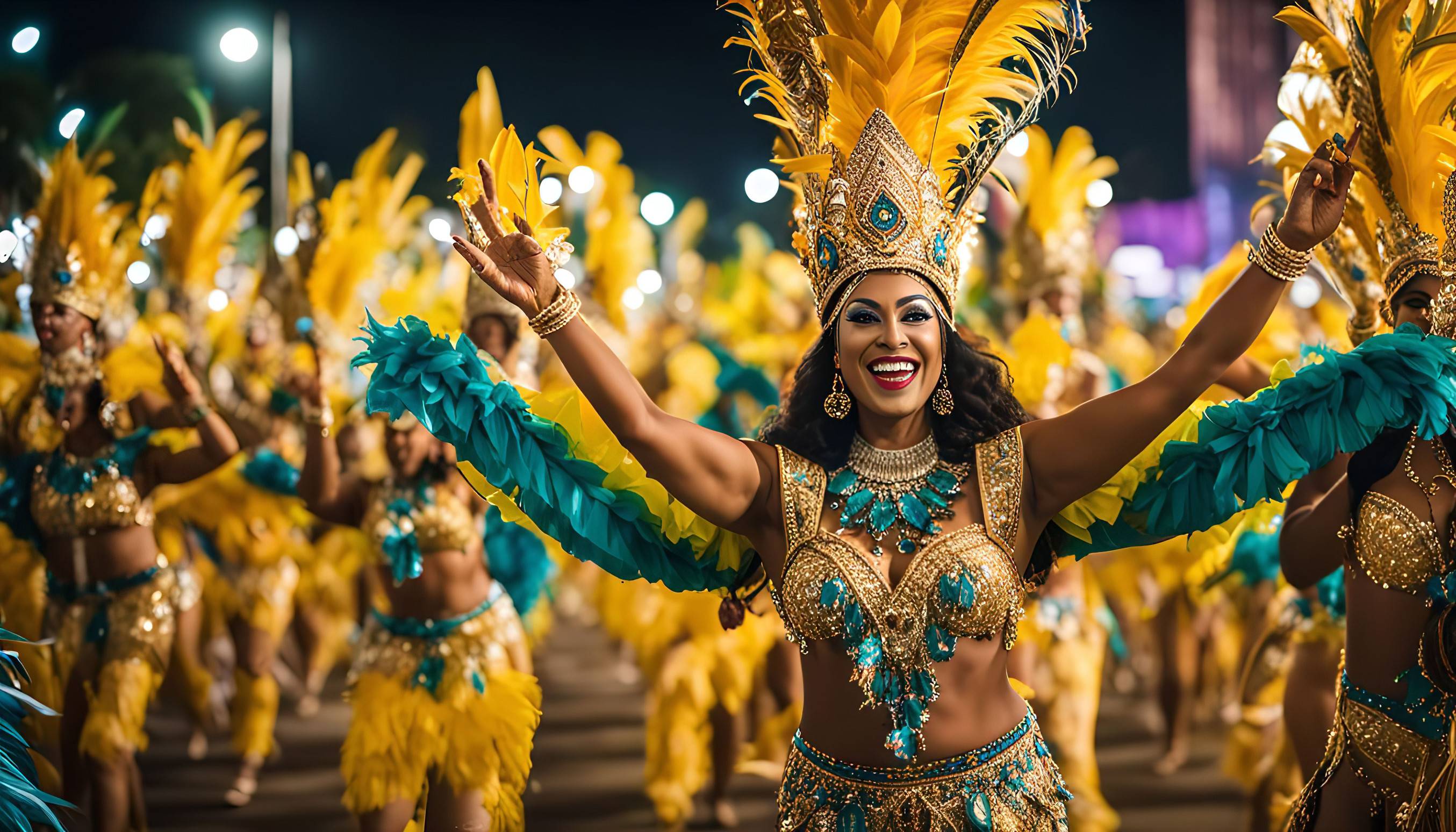 Samba Dancers Performing At The Rio Carnival Parade