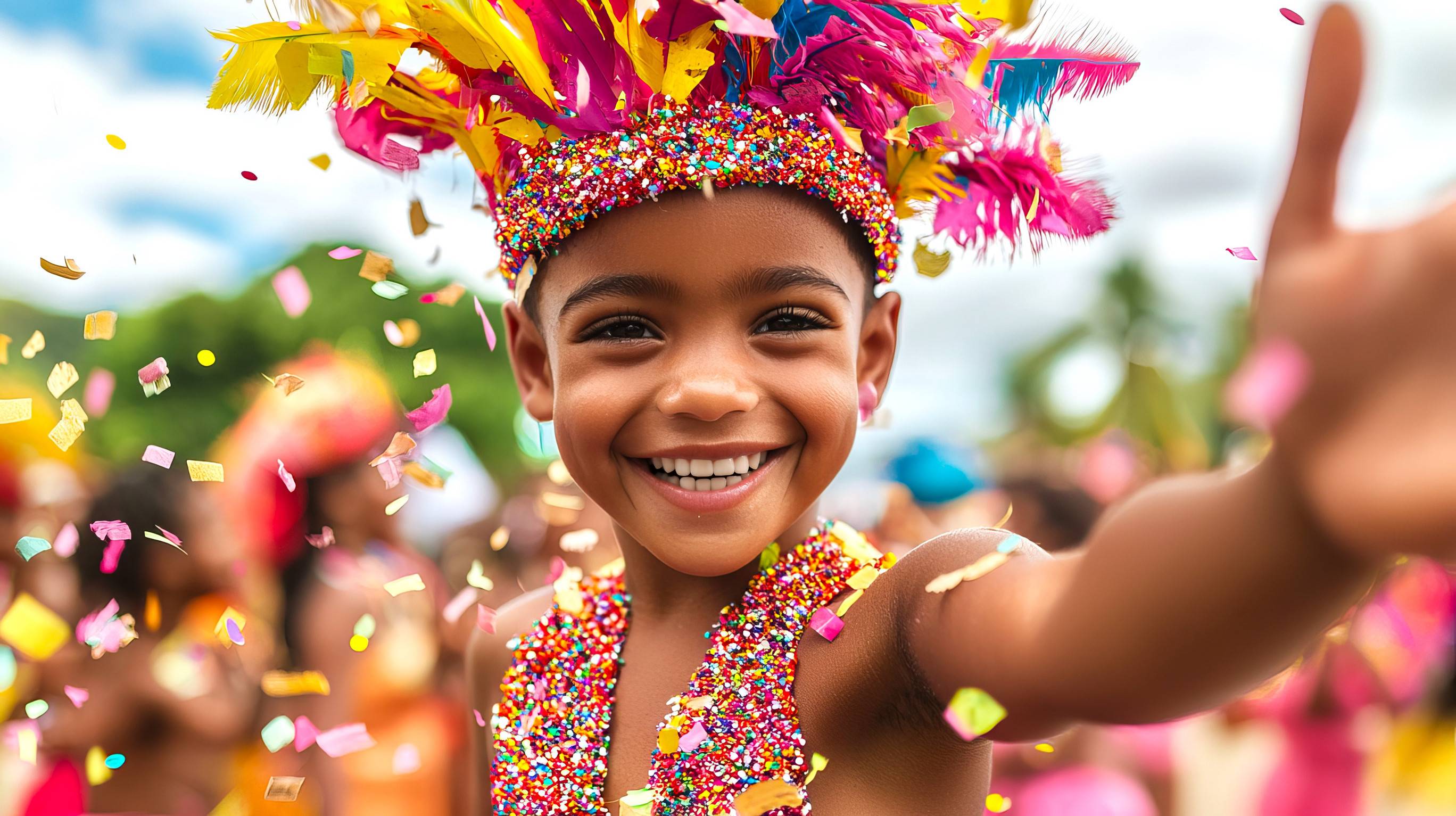 Smiling Brazilian Child Celebrating Carnival
