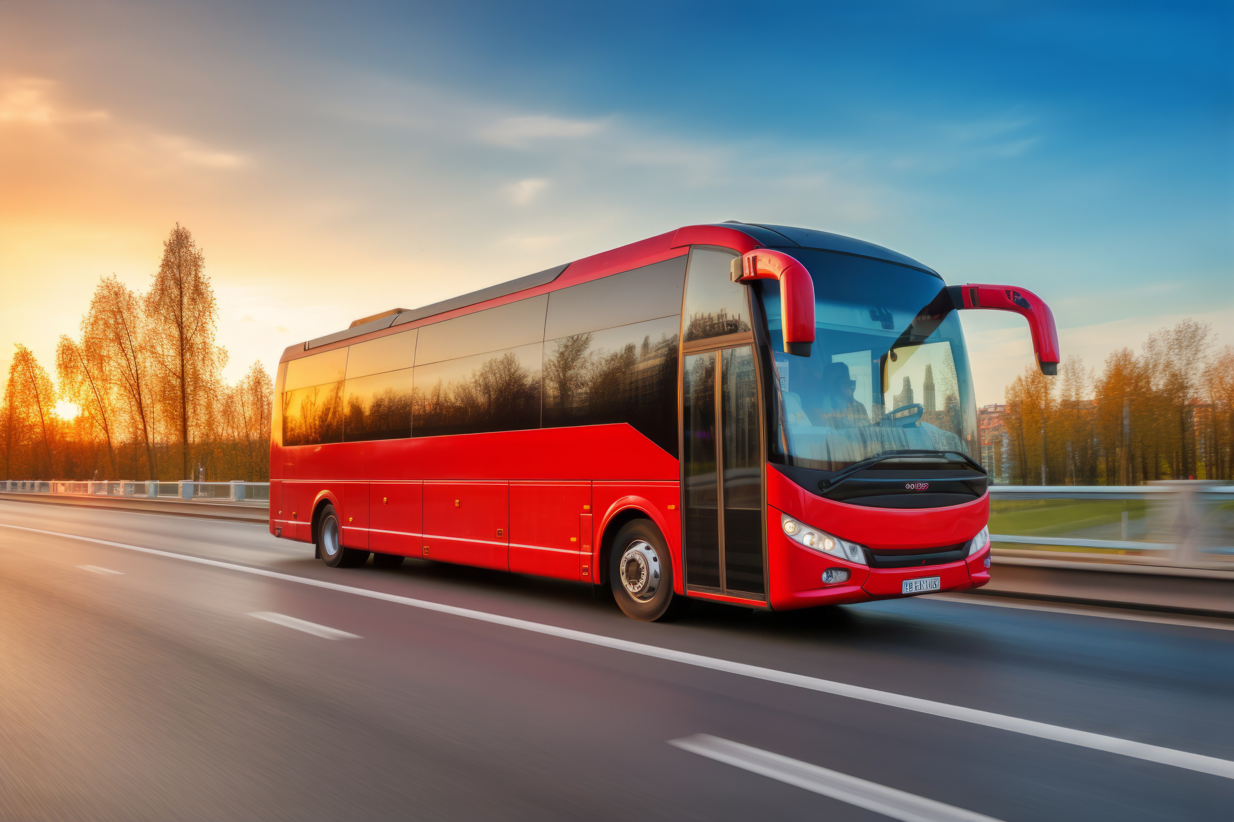 Touristic Coach Bus On Highway Road Intercity Regional Domestic Transportation