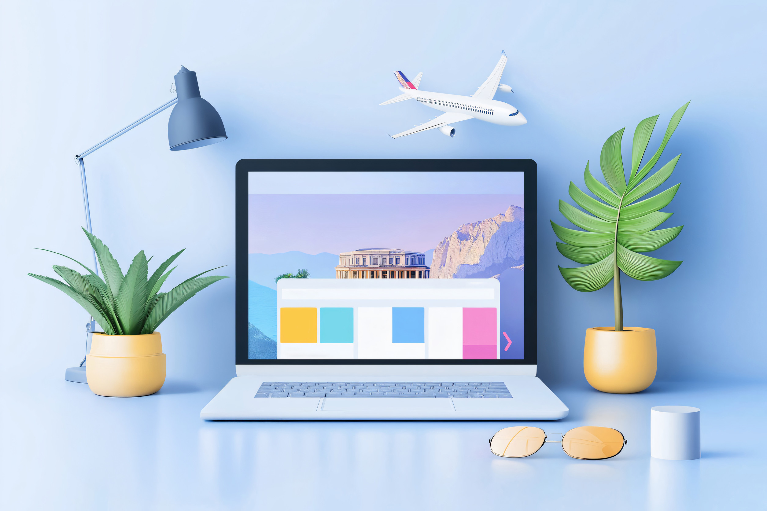 Travel Website Showing Destinations On Laptop Screen